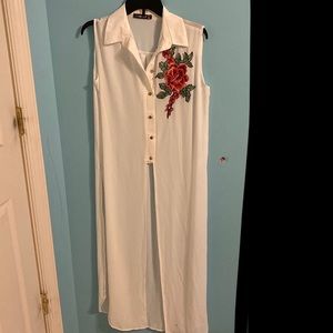 White floral see through dress